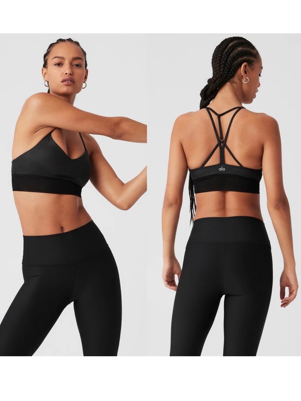 ALO Yoga Black Strappy Back Sports Bra